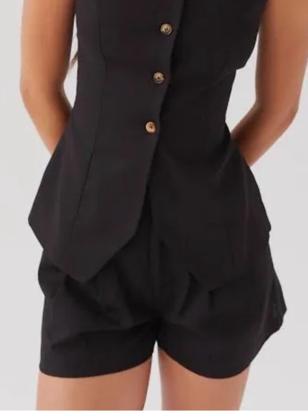 Peppermayo Black Linen Shorts